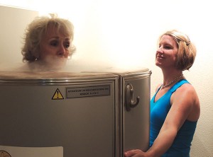 Treatments include up to three minutes in the Cryotherapy cylinder