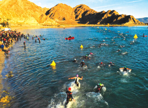 2018 IRONMAN athletes swimming in Lake Cahuilla