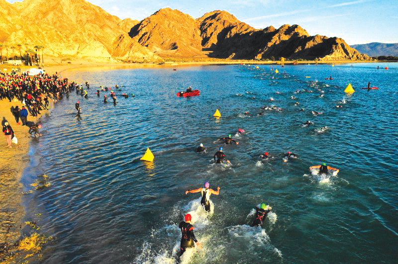2018 IRONMAN athletes swimming in Lake Cahuilla
