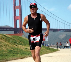 Erich Obst, 2 miles from the finish of the Escape from Alcatraz Triathlon