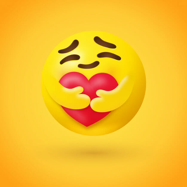 yellow emoji face embracing a heart