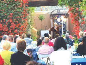 The educational speakers series takes place outdoors in the Palm Springs Courtyard.