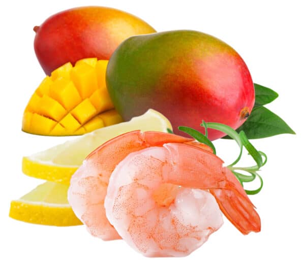 Mango, shrimp, lemon